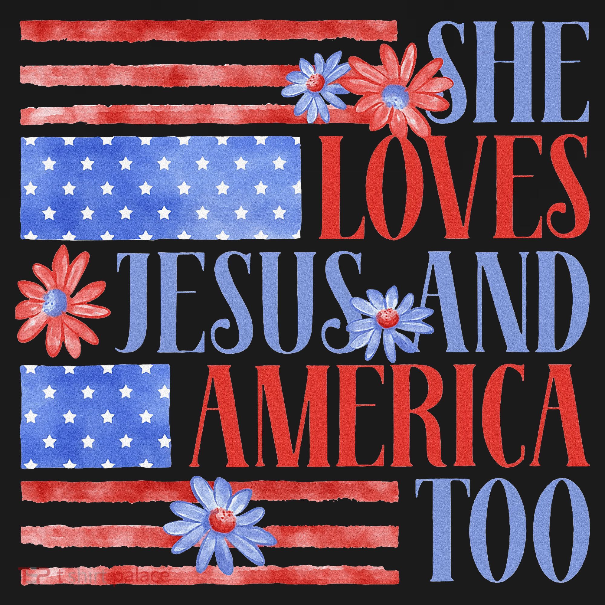 She Loves Jesus  America Too USA American Flag Daisy Flower Women's Hoodie