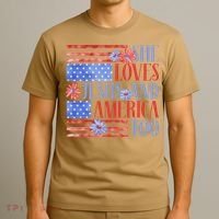 She Loves Jesus  America Too USA American Flag Daisy Flower T-Shirt thumb 3