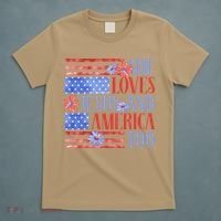 She Loves Jesus  America Too USA American Flag Daisy Flower T-Shirt thumb 5