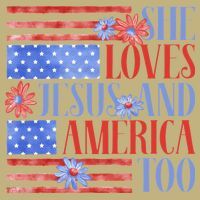 She Loves Jesus  America Too USA American Flag Daisy Flower T-Shirt thumb 7