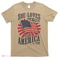 She Loves Jesus And America Too Flag Christian T-Shirt thumb 0