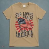 She Loves Jesus And America Too Flag Christian T-Shirt thumb 5