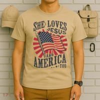 She Loves Jesus And America Too Flag Christian T-Shirt thumb 6