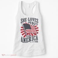 She Loves Jesus And America Too Flag Christian Women's Tank Top thumb 0