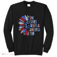 She Loves Jesus And America Too Wo US Sunflower Sweatshirt thumb 0
