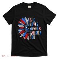 She Loves Jesus And America Too Wo US Sunflower T-Shirt thumb 0