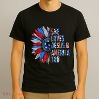 She Loves Jesus And America Too Wo US Sunflower T-Shirt thumb 3