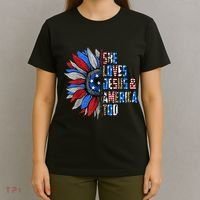 She Loves Jesus And America Too Wo US Sunflower T-Shirt thumb 4