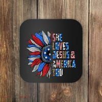 She Loves Jesus And America Too Wo US Sunflower Coaster thumb 0