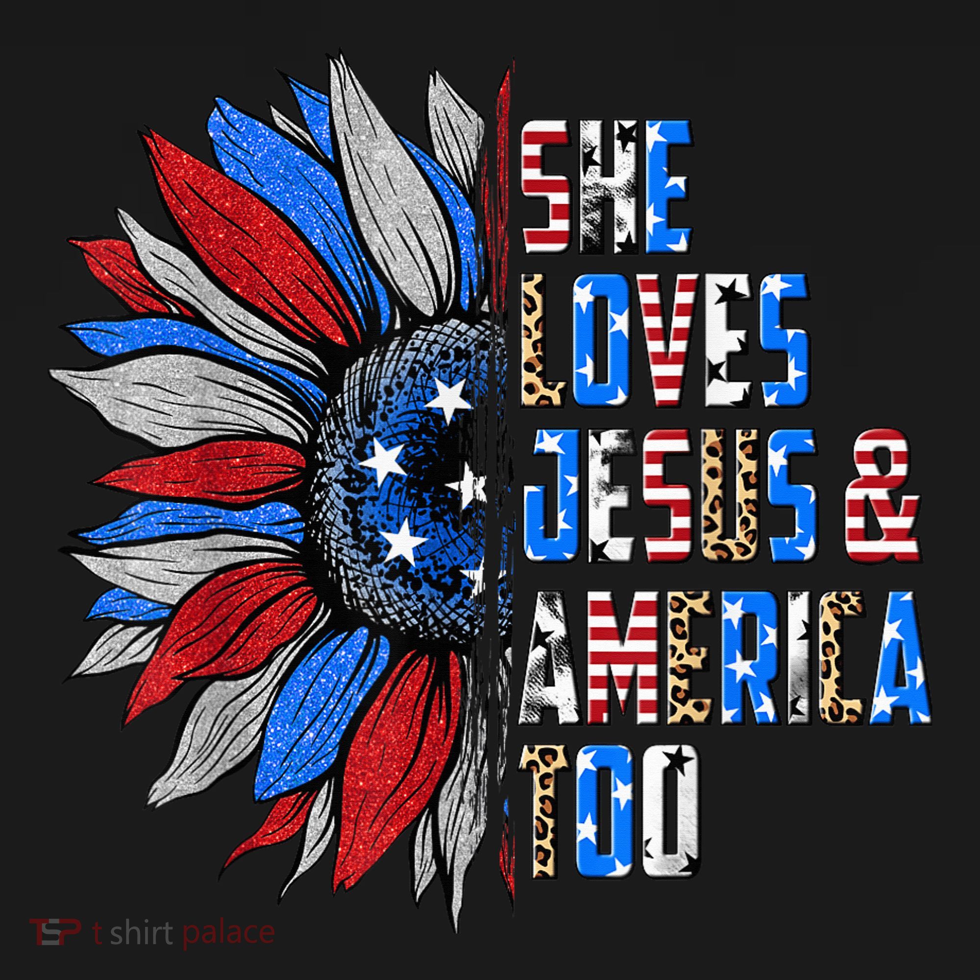 She Loves Jesus And America Too Wo US Sunflower Mousepad