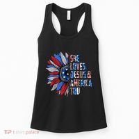 She Loves Jesus And America Too Wo US Sunflower Women's Tank Top thumb 0