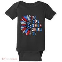 She Loves Jesus And America Too Wo US Sunflower Baby Bodysuit thumb 0