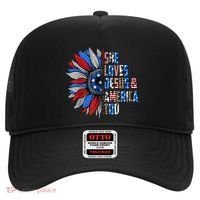 She Loves Jesus And America Too Wo US Sunflower Hat thumb 0