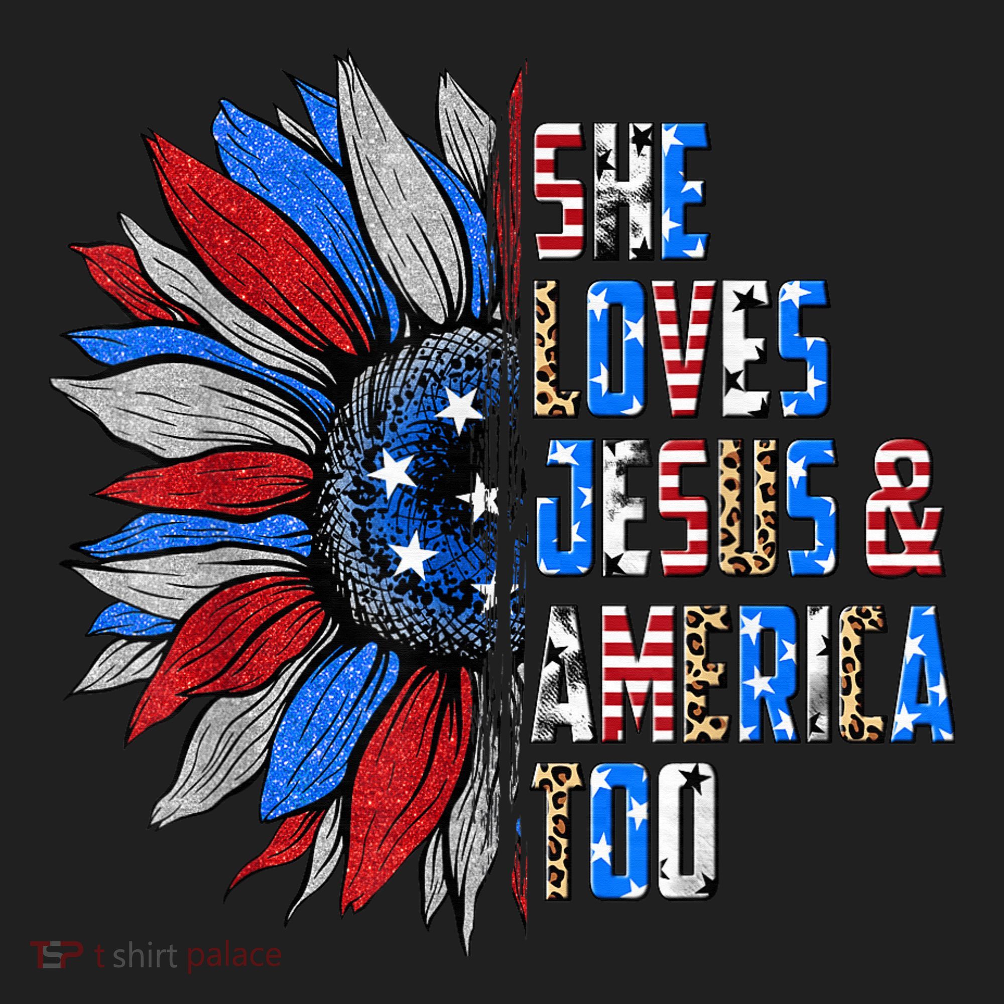 She Loves Jesus And America Too Wo US Sunflower Hat