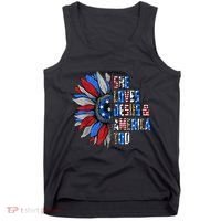 She Loves Jesus And America Too Wo US Sunflower Tank Top thumb 0