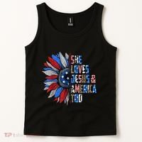 She Loves Jesus And America Too Wo US Sunflower Tank Top thumb 2