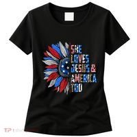 She Loves Jesus And America Too Wo US Sunflower Women's T-Shirt thumb 0