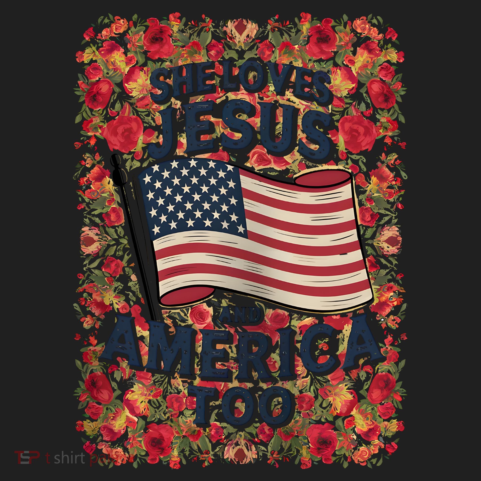 She Loves Jesus And America Too Floral Retro Women's Sweatshirt