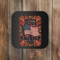 She Loves Jesus And America Too Floral Retro Coaster thumb 0