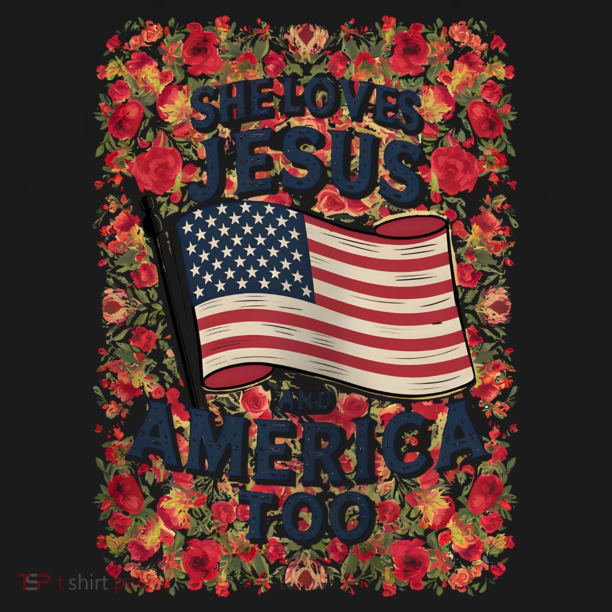 She Loves Jesus And America Too Floral Retro Toddler Hoodie