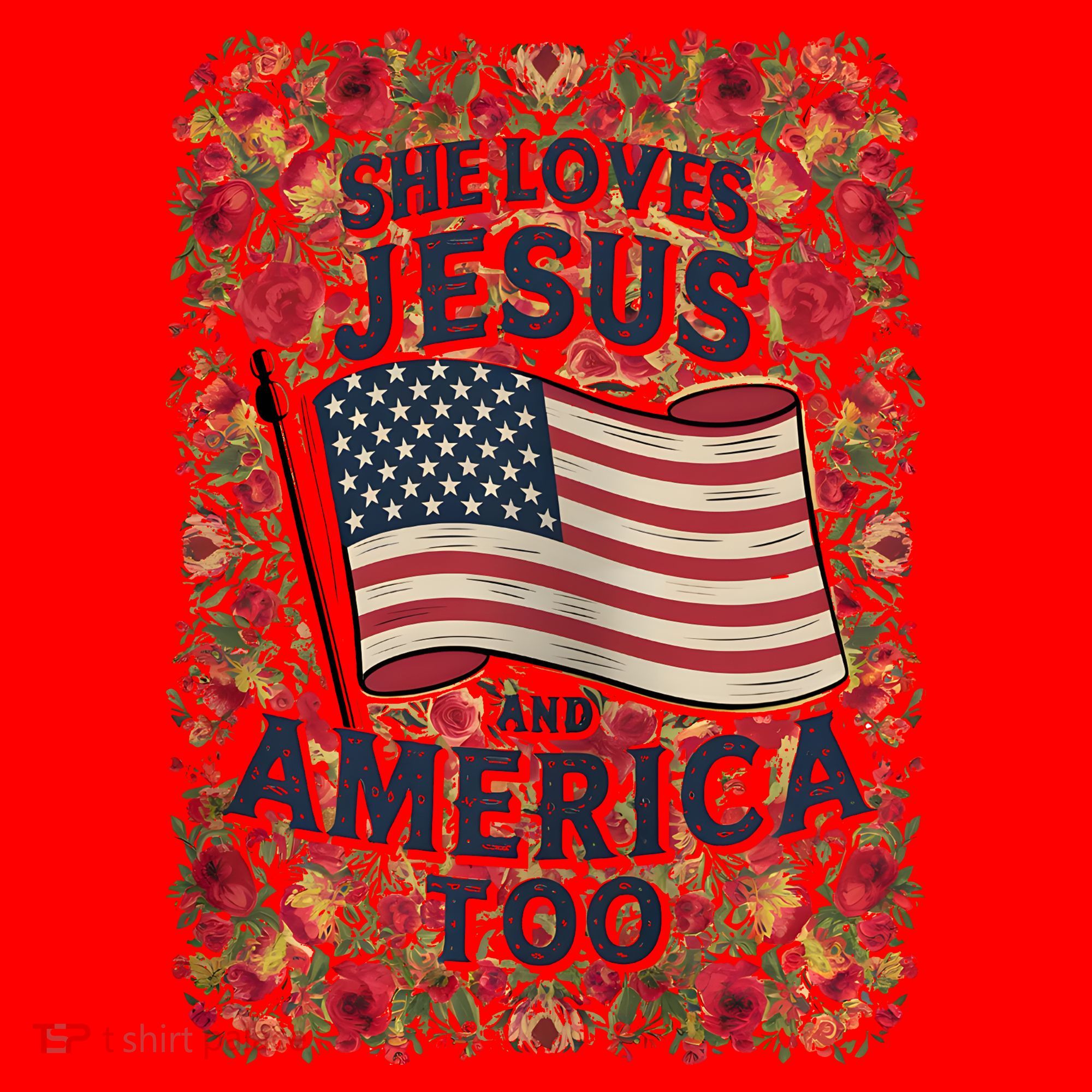 She Loves Jesus And America Too Floral Retro Santa Hat