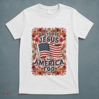 She Loves Jesus And America Too Floral Retro T-Shirt thumb 5