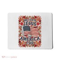 She Loves Jesus And America Too Floral Retro Mousepad thumb 0