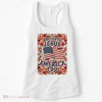 She Loves Jesus And America Too Floral Retro Women's Tank Top thumb 0