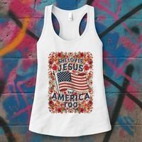 She Loves Jesus And America Too Floral Retro Women's Tank Top thumb 3