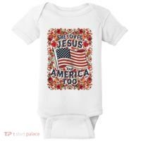 She Loves Jesus And America Too Floral Retro Baby Bodysuit thumb 0