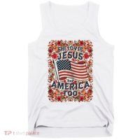 She Loves Jesus And America Too Floral Retro Tank Top thumb 0