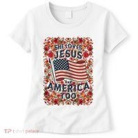 She Loves Jesus And America Too Floral Retro Women's T-Shirt thumb 0