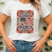 She Loves Jesus And America Too Floral Retro Women's T-Shirt thumb 2