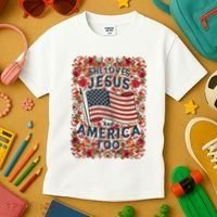 She Loves Jesus And America Too Floral Retro Kids T-Shirt thumb 3
