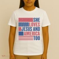 She Loves Jesus And America Too Happy 4th Of July T-Shirt thumb 4