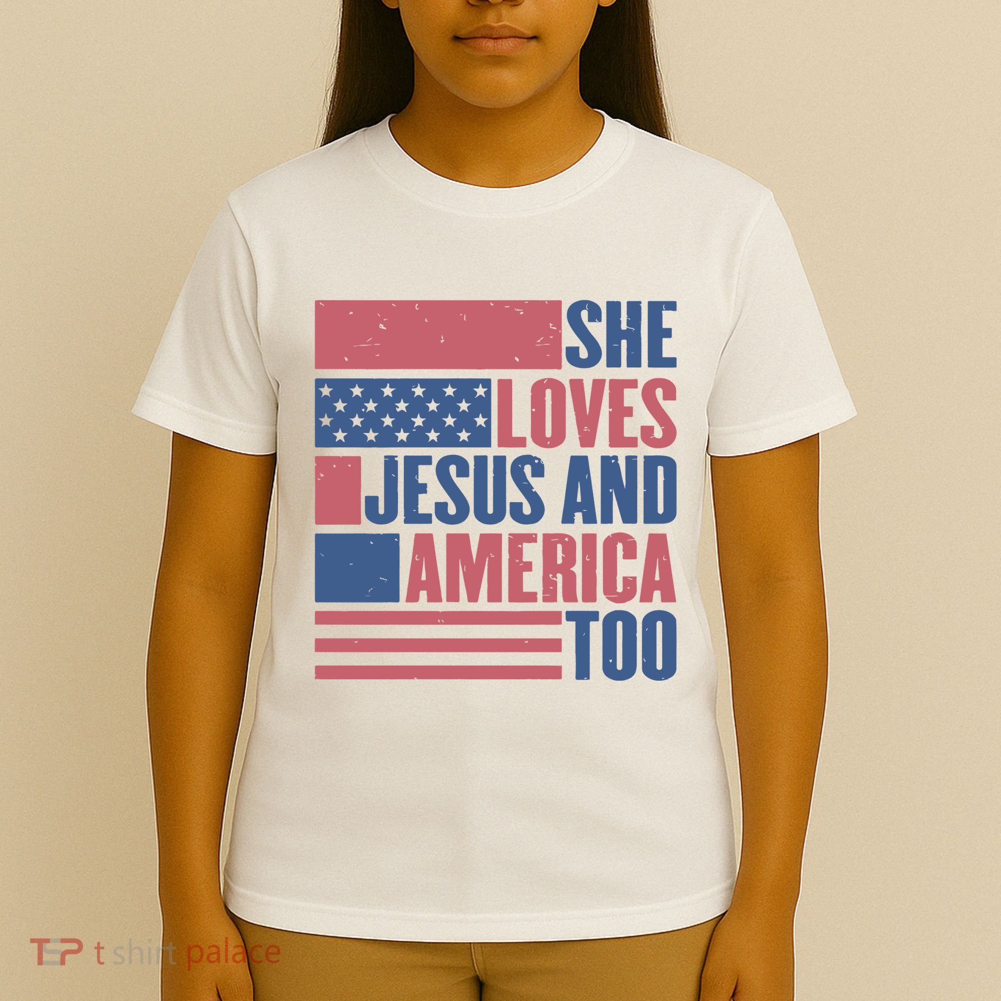 She Loves Jesus And America Too Happy 4th Of July T-Shirt