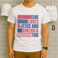 She Loves Jesus And America Too Happy 4th Of July T-Shirt thumb 6