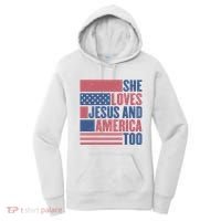 She Loves Jesus And America Too Happy 4th Of July Women's Hoodie thumb 0
