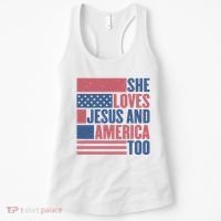 She Loves Jesus And America Too Happy 4th Of July Women's Tank Top thumb 0
