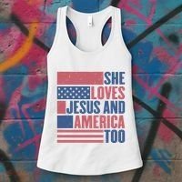 She Loves Jesus And America Too Happy 4th Of July Women's Tank Top thumb 3