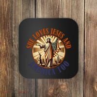 She Loves Jesus And America Too Jesus Lover Coaster thumb 0