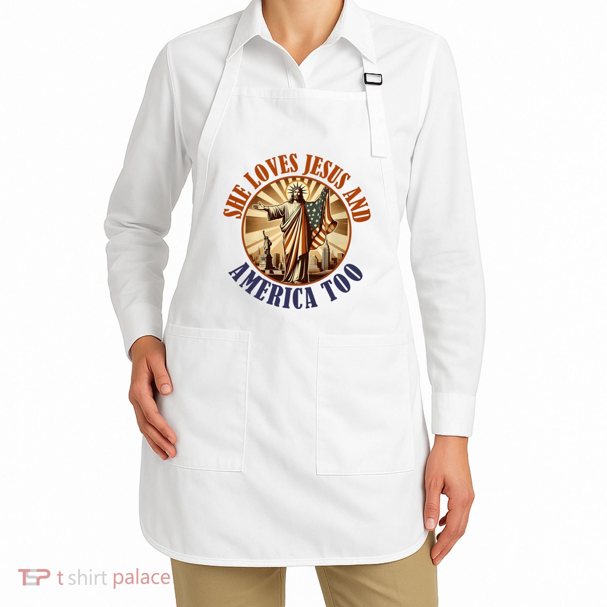 She Loves Jesus And America Too Jesus Lover Apron