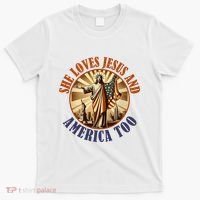 She Loves Jesus And America Too Jesus Lover T-Shirt thumb 0