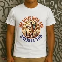 She Loves Jesus And America Too Jesus Lover T-Shirt thumb 3