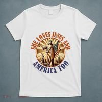She Loves Jesus And America Too Jesus Lover T-Shirt thumb 5