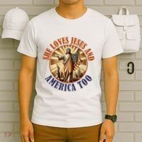 She Loves Jesus And America Too Jesus Lover T-Shirt thumb 6
