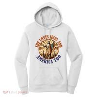 She Loves Jesus And America Too Jesus Lover Women's Hoodie thumb 0