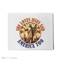 She Loves Jesus And America Too Jesus Lover Mousepad thumb 0