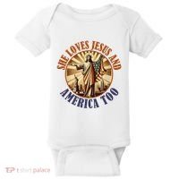 She Loves Jesus And America Too Jesus Lover Baby Bodysuit thumb 0