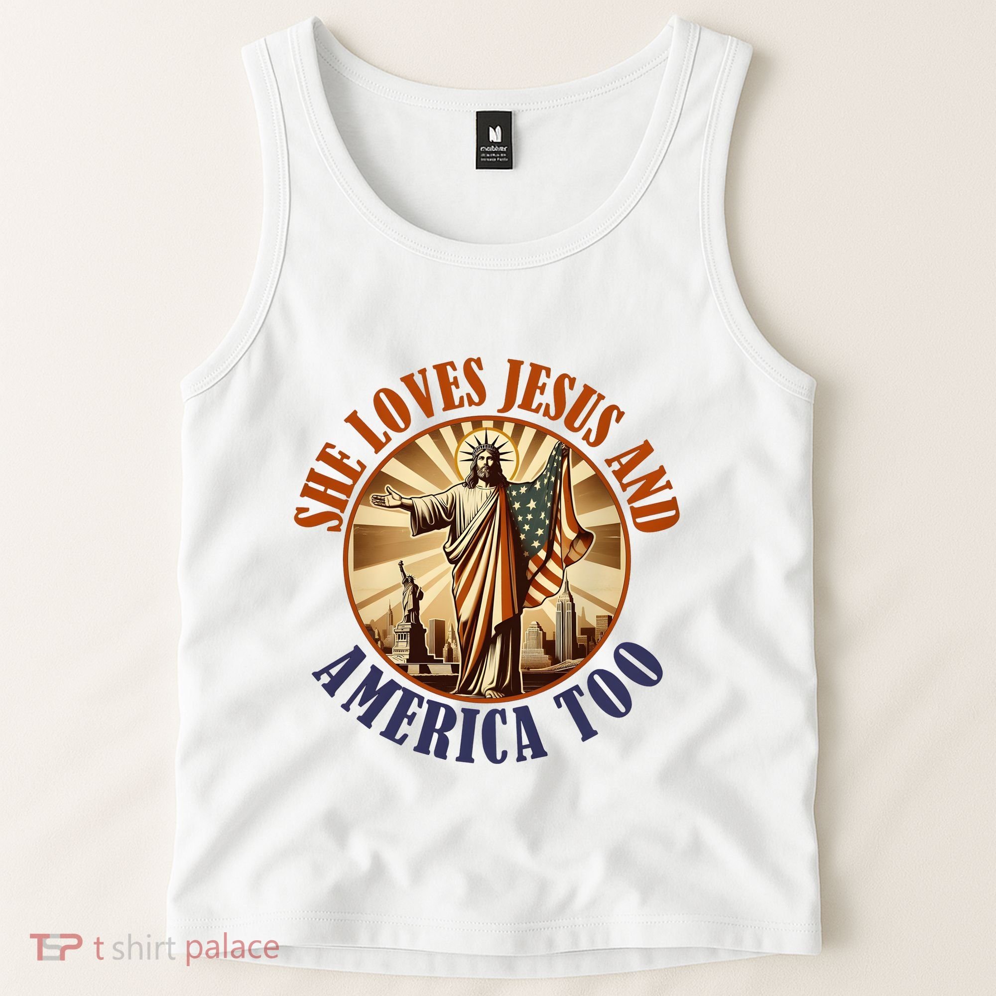 She Loves Jesus And America Too Jesus Lover Tank Top